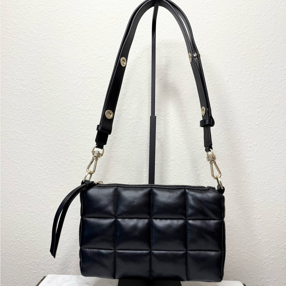 ALLSAINTS Black Eve Quilted Leather Shoulder Bag